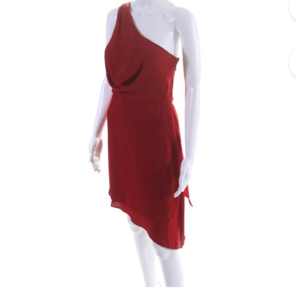 BCBG MaxAzria red Somara one shoulder mini dress - Picture 6 of 8